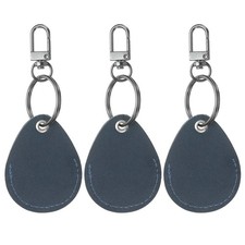 Leather Key Fob, 3Pcs Leather Key Fobs DIY Keychain Holder, Navy Blue