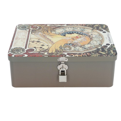 Metal Tin Storage Box Space Saving Decorative Storage Tin Box With 2 Keys For - Picture 6 of 12