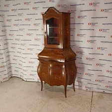 Piccolo Trumeau Antico Stile Rococò Intarsiato Anta in Vetro Italia Inizi 900