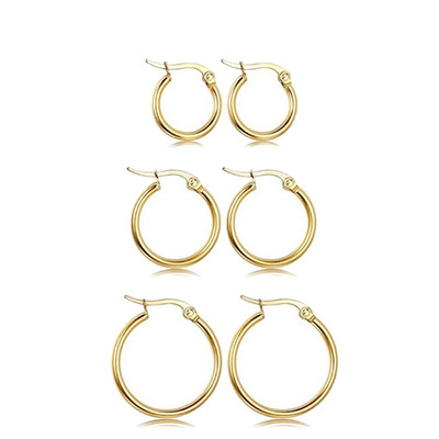 3 Pairs Silver Stainless Steel Small Huggie Hoop Earrings for Women Girl Set