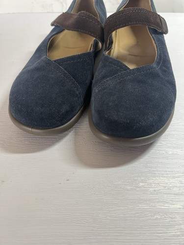 Hotter Women Mary Jane Loafer Shoes UK 7.5 Casual Comfort Navy Suede Round Toe - Picture 2 of 10