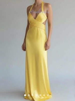 BCBG Maxazria Yellow Satin Maxi Dress Cutout Pleated Strapless Prom Long Size 0 | eBay BCBG Maxazria Yellow Satin Maxi Dress Cutout Pleated Strapless Prom Long Size 0 | eBay