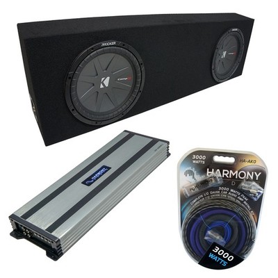 Universal Regular Cab Truck Kicker CompR CWR10 Dual 10'' Black Sub Box HA-A1500.1
