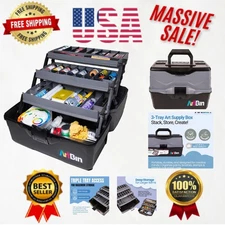 Portable 3-Tray Art Supply Box - Customizable Storage Solution for Creatives
