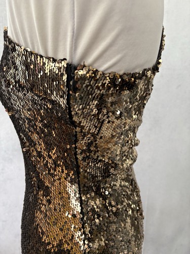 Top Shop Gold Sequin Dress Size 8 Off The Shoulder Short Polyester Women’s - Picture 8 of 12