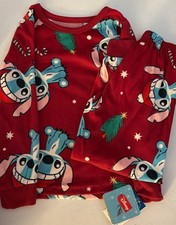 Disney Boys Size 6 Red Stitch Pajama Set Christmas Cozy Cuffed