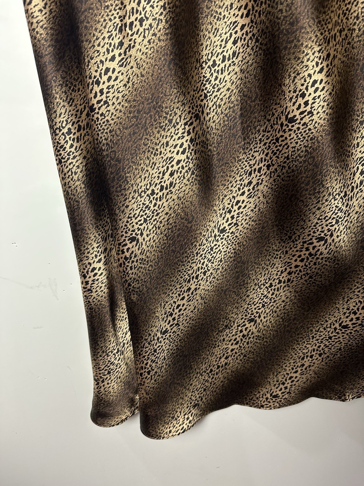 Vtg California Dynasty Maxi Slip Dress Leopard Satin Gown Straps Glam 90s Y2K XL