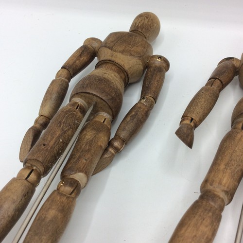 2 Estatuillas Articuladas Arte Madera Morilla Años 50 Maniquí 8.5" Alto Bodegón - Imagen 18 de 21