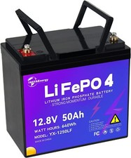 12V LiFePO4 Lithium Battery Pack 50Ah for Deep Cycle RV Marine Solar System 50A