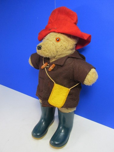 vintage 18" PADDINGTON BEAR PLUSH soft toy old DUNLOP WELLIES 6 HAT - Picture 3 of 16