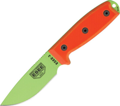 ESEE Model 3 Standard Edge Knife ES3PMVG 8 1/4'' overall. 3 3/4'' Venom Green powd