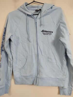Harley Davidson Women s blue Eagle Full Zip Jacket Large fits like a Medium