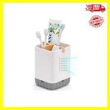 Toothbrush and Toothpaste Holder with Bamboo Divider for Bathroom Countertop Org