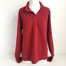 Eddie Bauer Fleece Pullover Mens M Red 1/4 Zip Zipper Sleeve Pocket