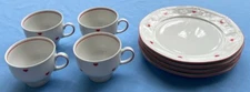 8 Pcs Set of 4 Mitterteich Bavaria Hearts Salad Dessert Plates, 4 Cups Mint