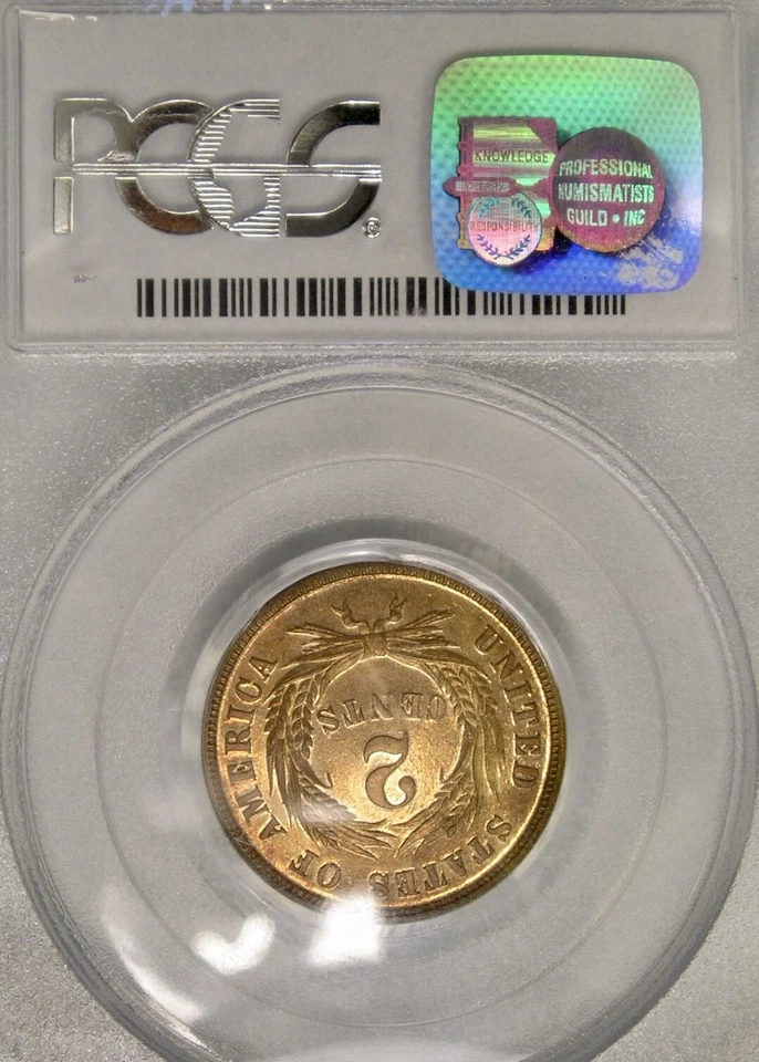 1871 TWO CENT PIECE DDO RARE GORGEOUS 960 STRUCK PCGS PROOF 65 RED BROWN PQ+ GEM - Image 4 of 4