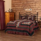 Cumberland Twin Quilt 68x86 Log Cabin Patchwork Hand Stitching Red Black Plaid