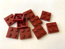 LEGO Parts: 2x2 Plate, Part # 3022, Maroon - Lot of 10