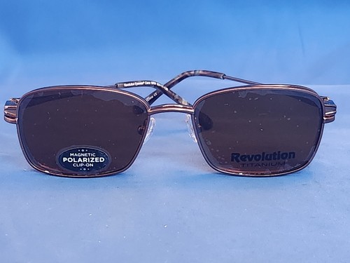 New Women's Revolution Eyeglass Frame w/ Polarized Clip Clara Brown Metal 50-17 - Picture 13 of 15