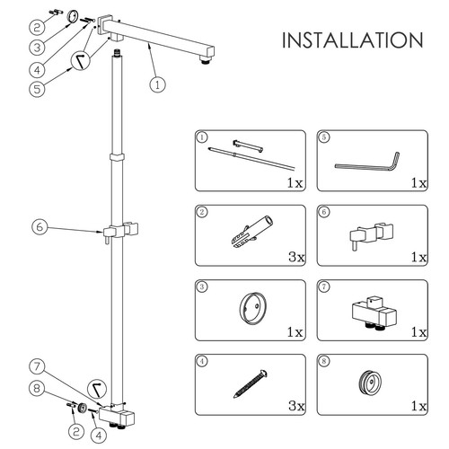 WELS 8/10/12" Square/Round Rain Handheld Twin Shower Head Sliding Rail Arm Set - Picture 46 of 70