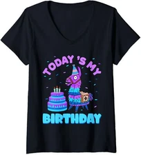 Todays My Birthday Llama Birthday Party Decorations Ladies' O-Neck Tshirt