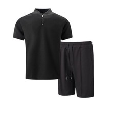 Mens Tracksuit 2-Piece Set Short Sleeve T Shirts Shorts Sweatsuit Outfit Set