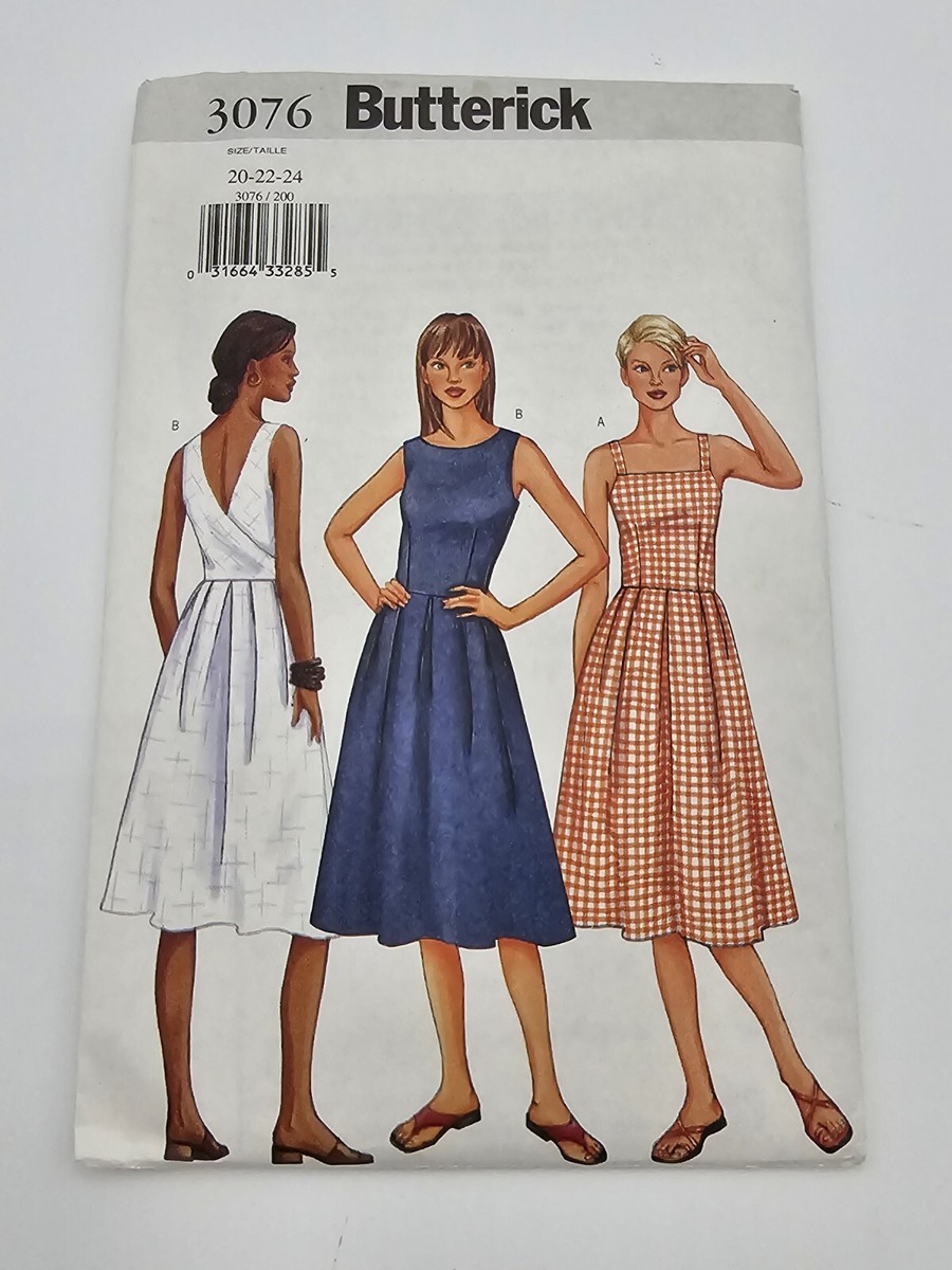 Butterick Sewing Pattern 3076 Size 20-24 A-Line Close-Fitting Dress Misses, UC | eBay Butterick Sewing Pattern 3076 Size 20-24 A-Line Close-Fitting Dress Misses, UC | eBay