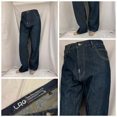 LRG Grass Roots Classic Jeans 36x33 Dark Blue Cotton Hong Kong YGI R2-66