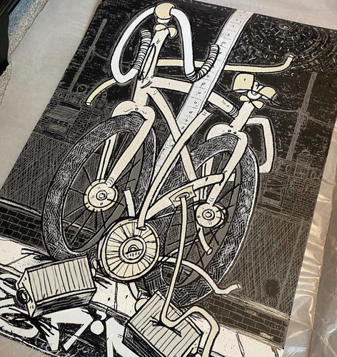 Timothy Curtis Art Print Caught In The Twist Ghostbike Edition of 35 New - Picture 2 of 9
