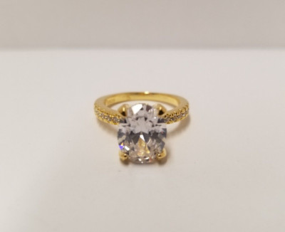 Alder Paris Oval Cut Simulated Diamond Gold Plated Sterling Silver Ring Size 8