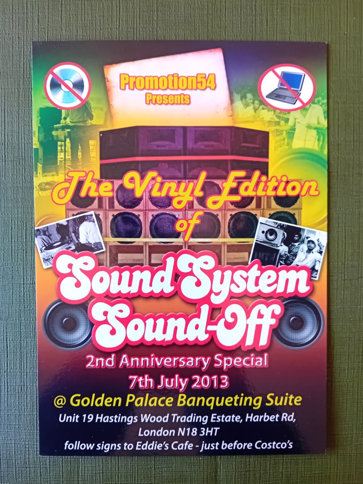 Locandina flyer "Sound System Sound Off" Londra 2013 reggae dub