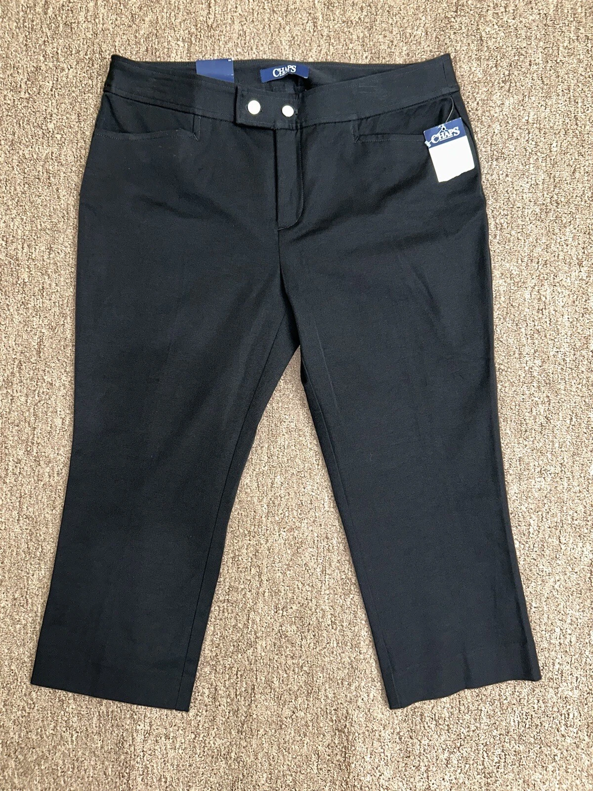 163 New Chaps Women's Capri Petite Size 12p Slimming Fit Black