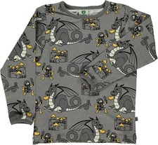 SMAFOLK Langarmshirt Shirt allover Roboter Drache Burg 92 98 104 110 116 122 128