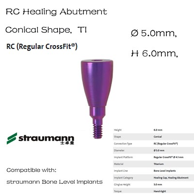 Dental Titanium NC/RC Healing Abutment Closure Cap Bone Level Fits ITI Straumann