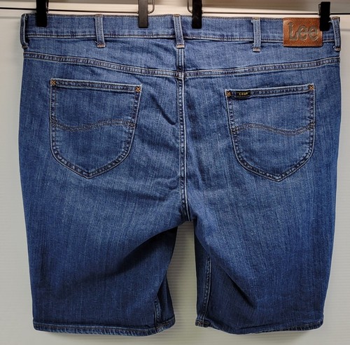 F) Lee Herren Denim dunkle Waschung blau Jeansshorts 10" Schrittlänge Größe 42 - Bild 4 von 10