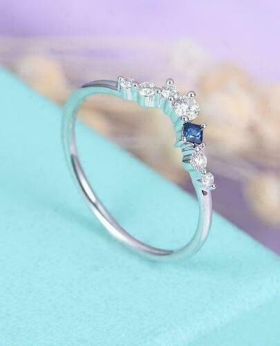 Anillo de banda de diamantes de corte redondo creado en laboratorio de 0,51 quilates oro 14 K bien - Imagen 2 de 6