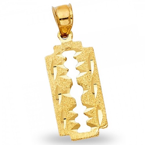 Razor Blade Pendant Solid 14k Yellow 