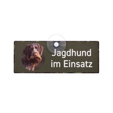 Deutsch Drahthaar Schild Jagdhund im Einsatz, Jäger Jägerin Jagdschild