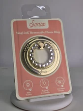 Sonix MagLink Removable Phone Ring Holder/Stand Gold + Clear Rhinestones