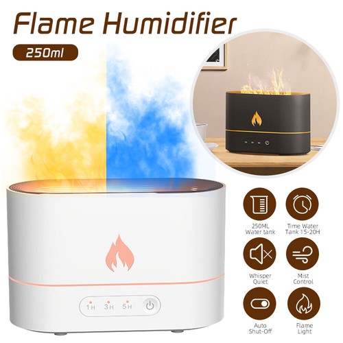 3D Flame Light USB Air Humidifier Essential Oil Diffuser Bedroom Mist Home Relax - Picture 2 of 14