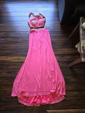 Alyce Paris Formal Dress Women SZ 4 Bodycon 2Piece Rhinestone Sequin Halter Prom