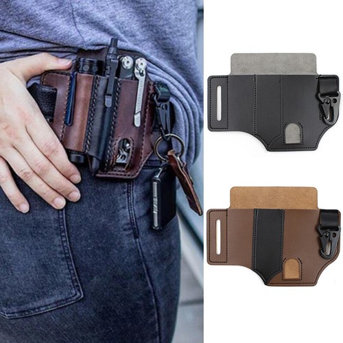 PU Leather Multitool EDC Pocket Key Holder Belt Flashlight Outdoor Tools _ch - Afbeelding 1 van 16