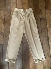 Savane Women's Petite Dress Pants Size 8 Tan Cuffed Pleated