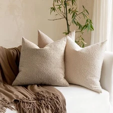 EIHU HOME Boucle Decorative Throw Pillow Covers for Couch Set of 2, 22x22 inches