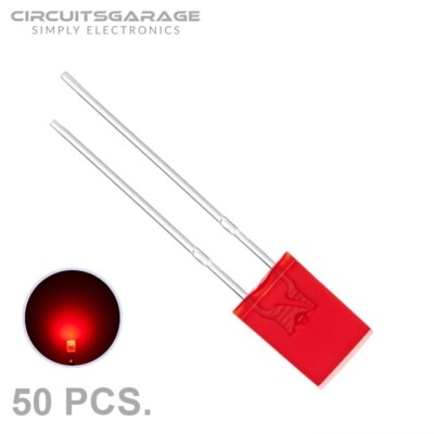 50 x 2x5x7 mm Colored Bright Red Rectangle LED Light Emitting Diode ...