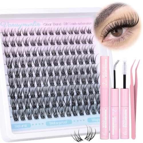 Invisible Band Wispy Lash Clusters Kit Natural Cluster Eyelash Extension Kit 8-1