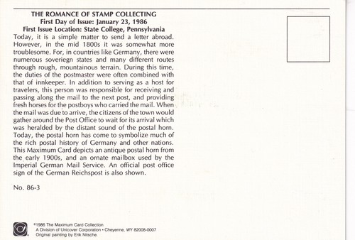 USA 1986 FOUR FIRST DAY COVERS ON MAXI CARD, STAMP COLLECTING - Picture 2 of 8