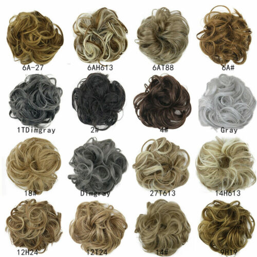 Human Hair Extensions Curly Messy Bun Hair Piece Scrunchie Cover Hair Real - Picture 2 of 46