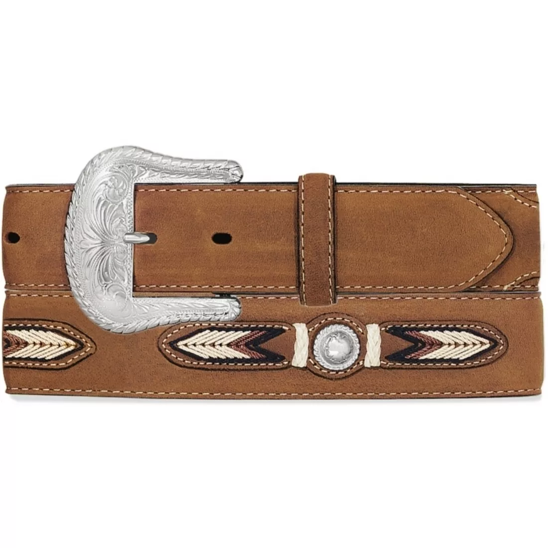 Tony Lama Western Mens Belt Leather Made In USA Conchos Brown 7719L