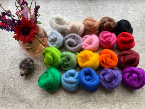 'Mezcla de variedades' de lana de fieltro con aguja Heidifeathers® - 20 colores lana merina - 100 g - Imagen 4 de 12